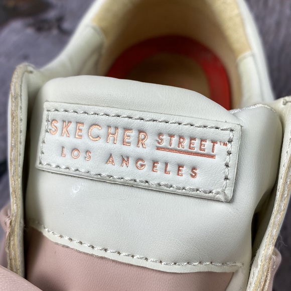SKETCHERS STREET LOS ANGLES RISE FIT TECHNOLOGY White Soft Pink Leather Sneakers - Picture 14 of 17
